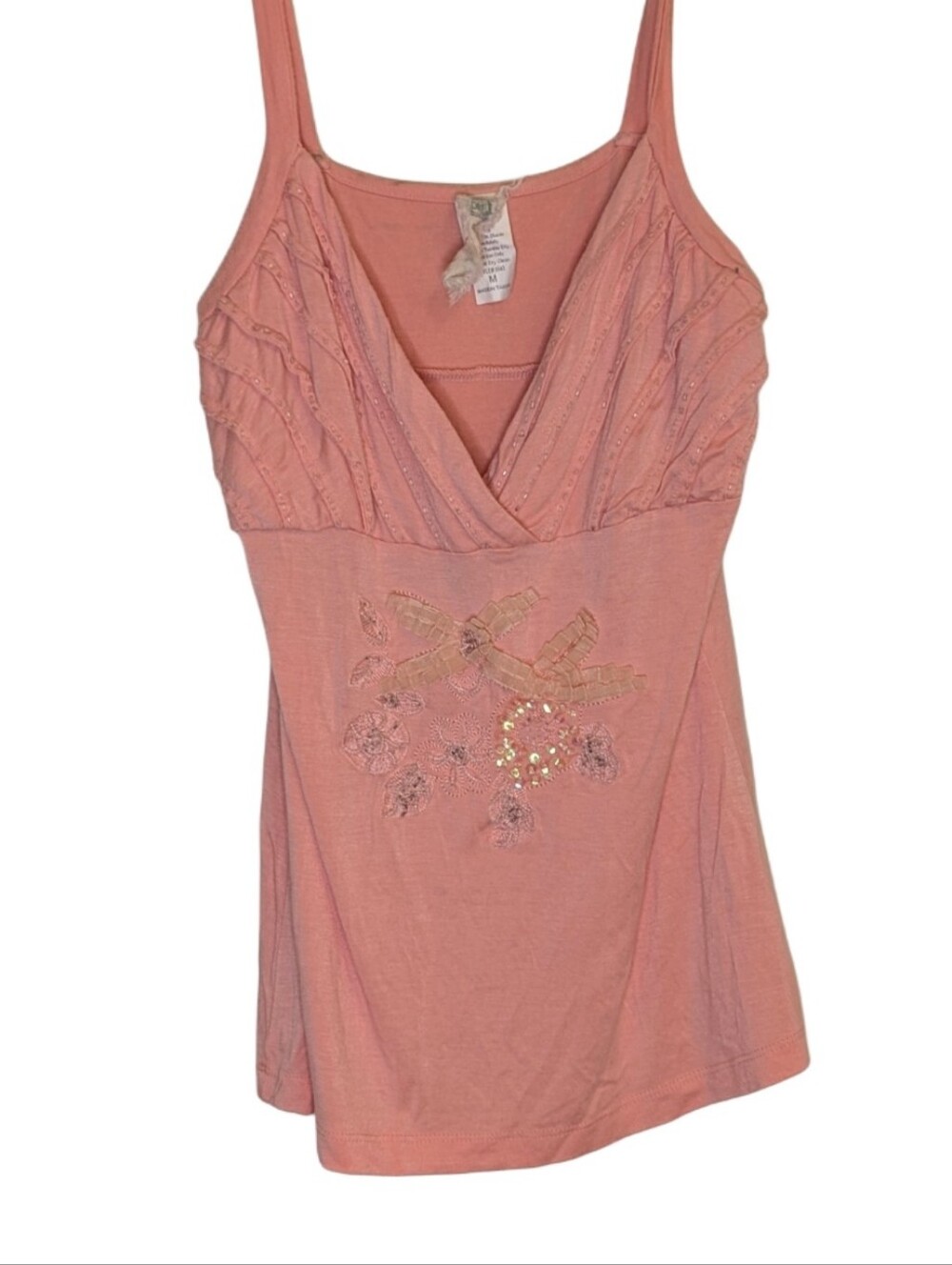 Y2k 2000s Beaded Embellished Coral Pink Tank Top